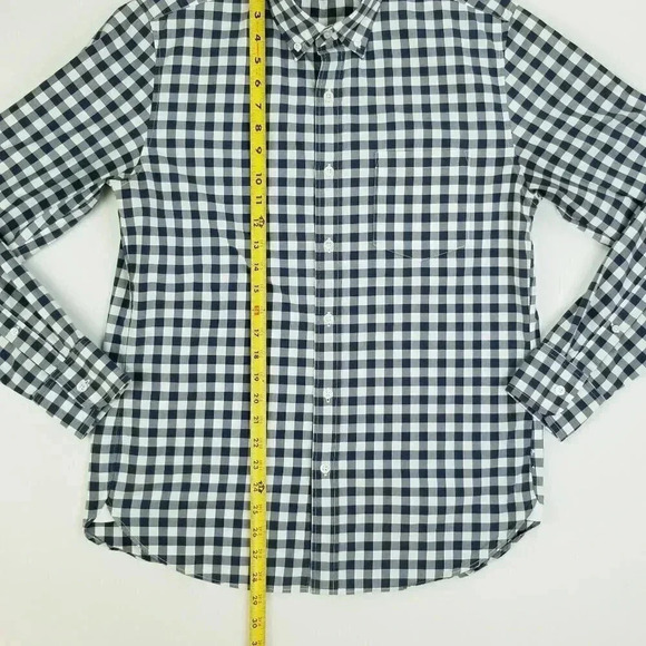 J Crew Slim Medium Men's Button Down Long Sleeve Blue White Check Cotton Shirt - Picture 7 of 8